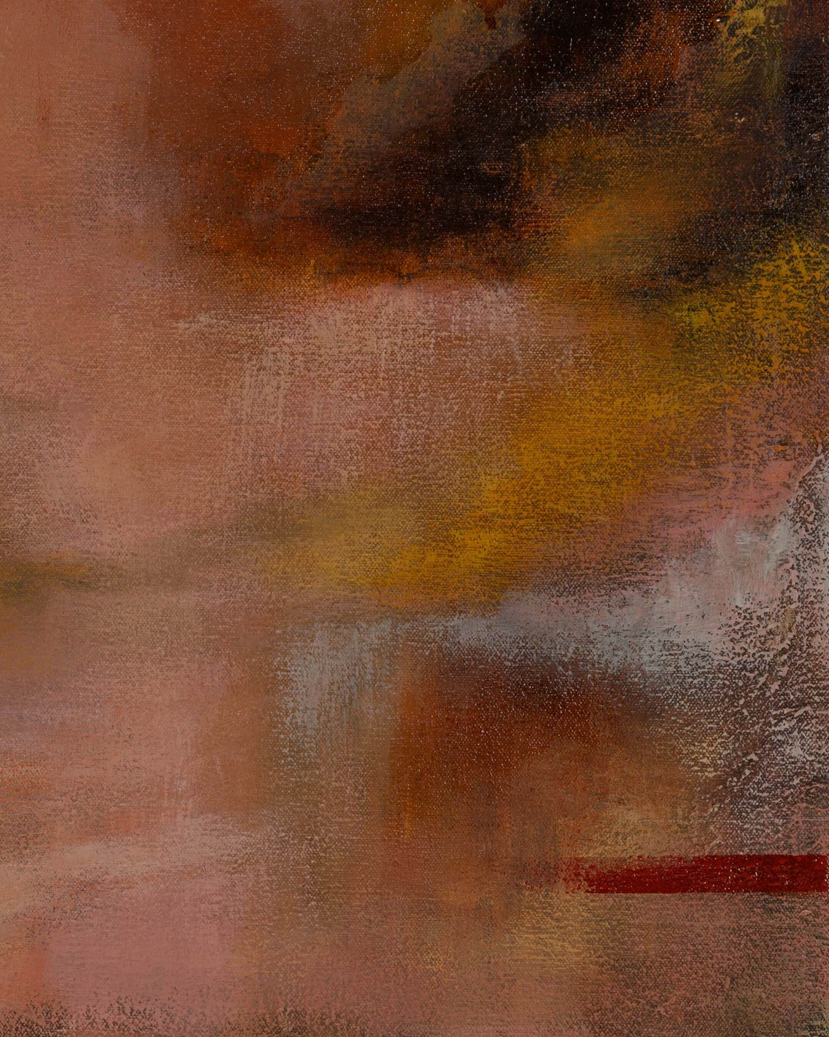 Lingering Glow bottom-right detail showing ochre and red accents