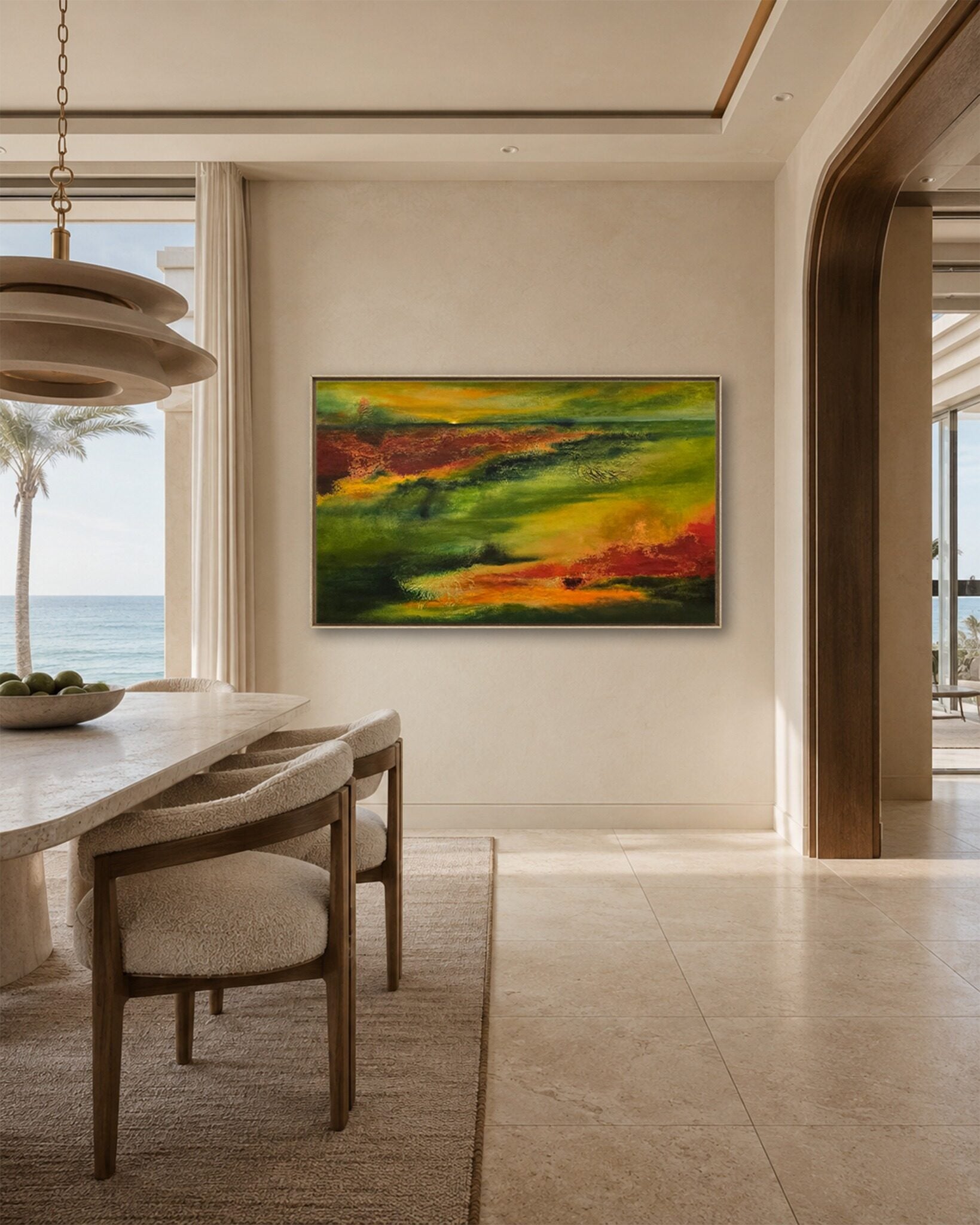 Still Country original painting shown in a dining room