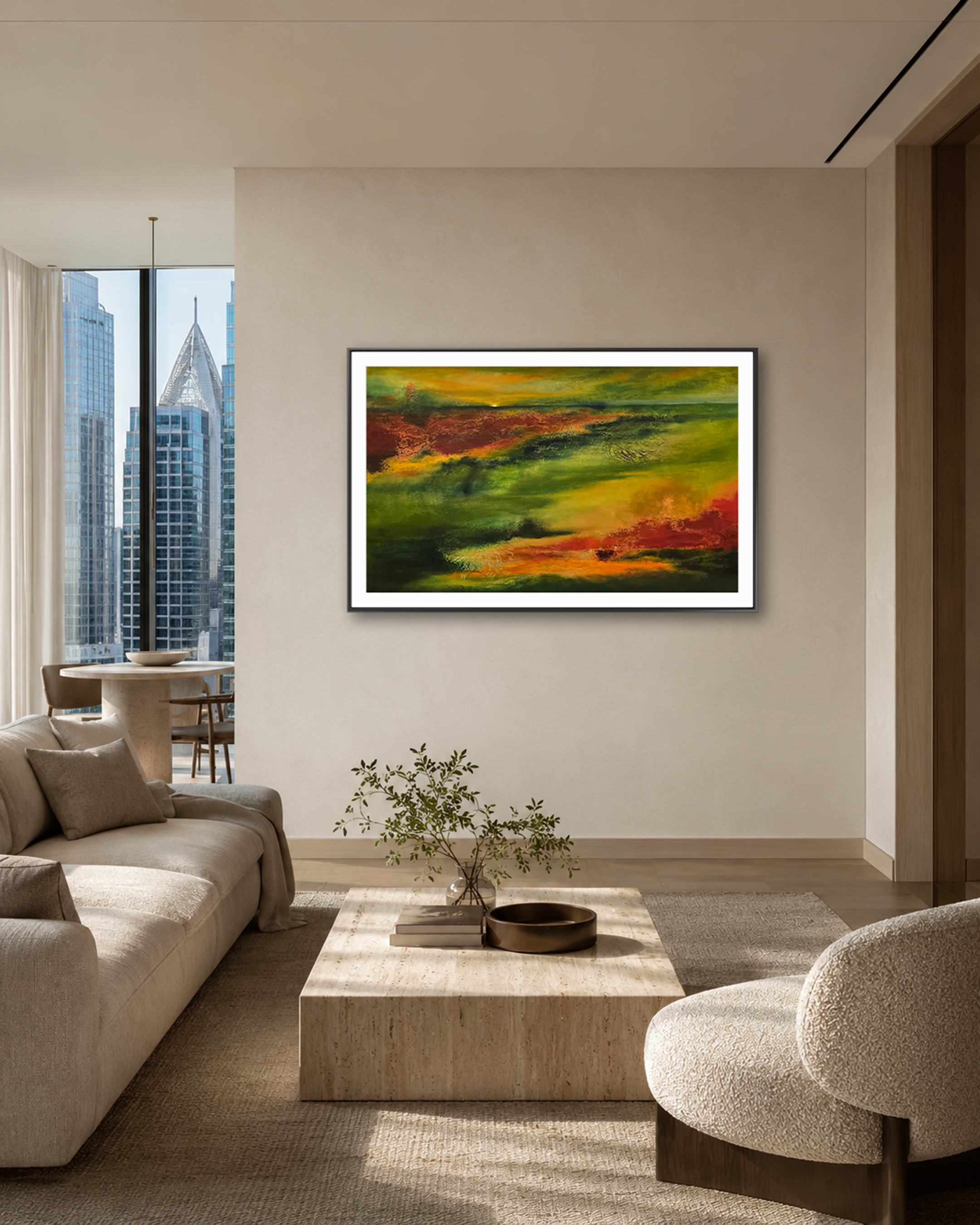 Still Country abstract fine art print by Ayoub Mohebbi in a modern living room