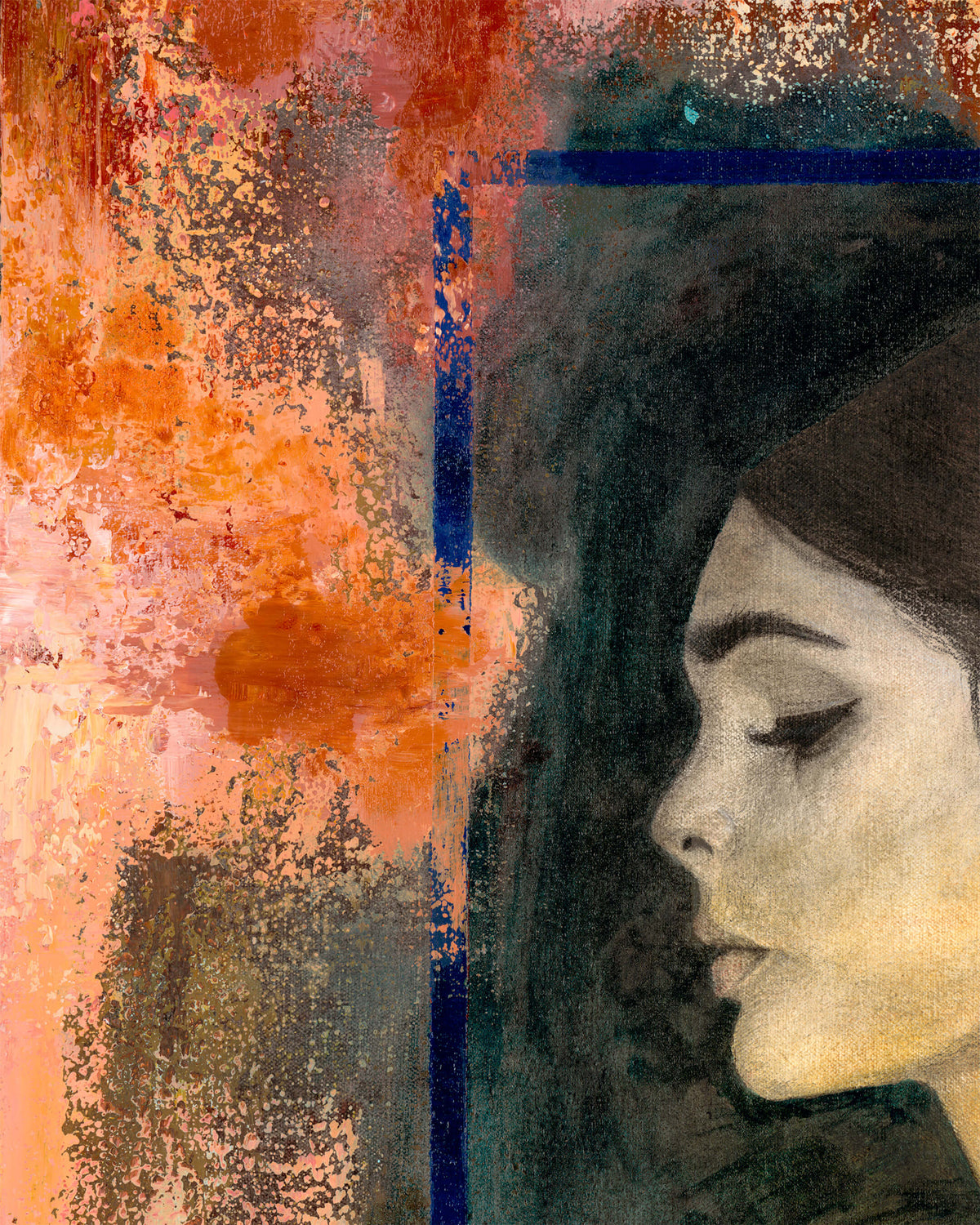 Poise — Original Artwork 46 × 61 CM, close-up detail