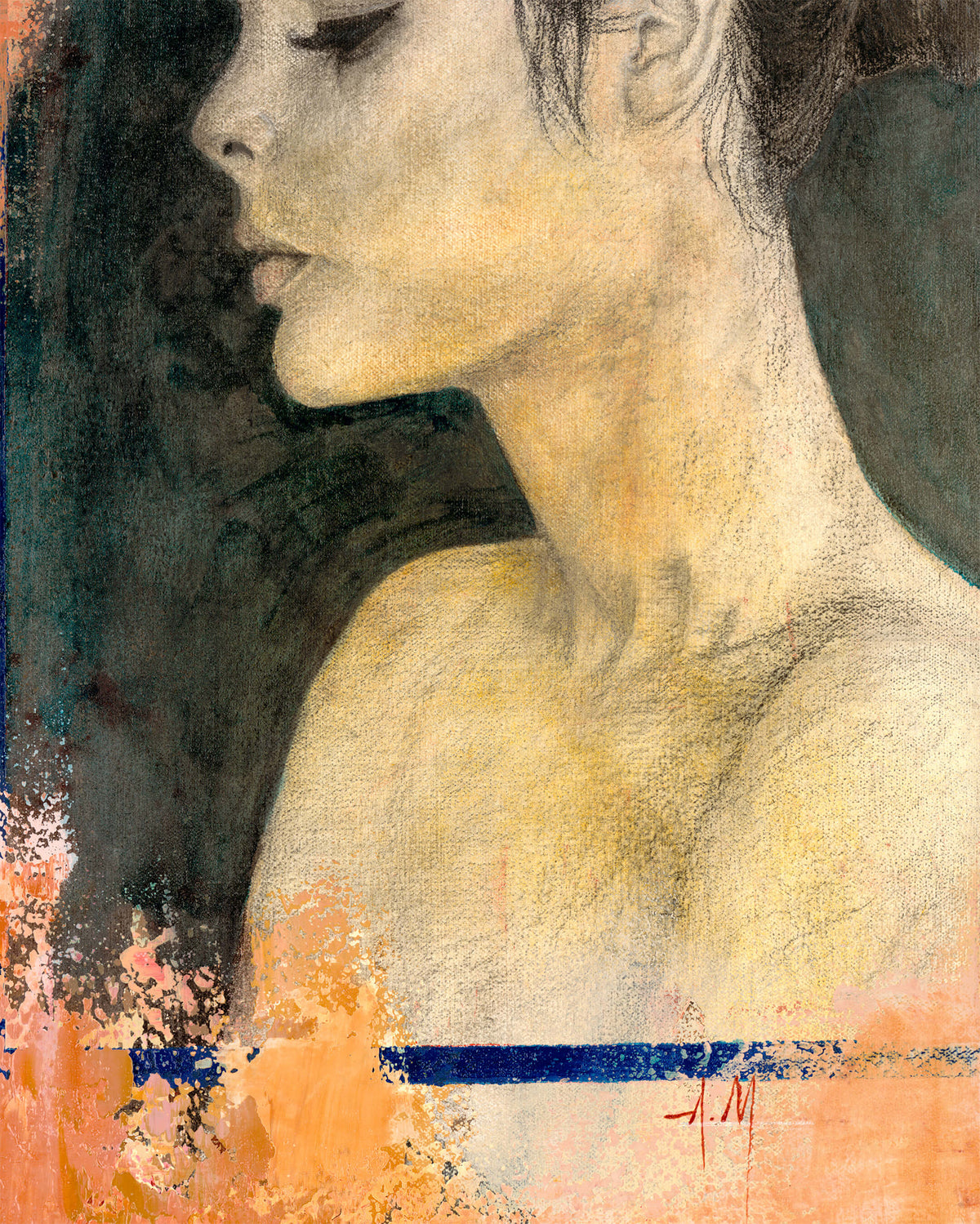 Poise — Original Artwork 46 × 61 CM, close-up detail