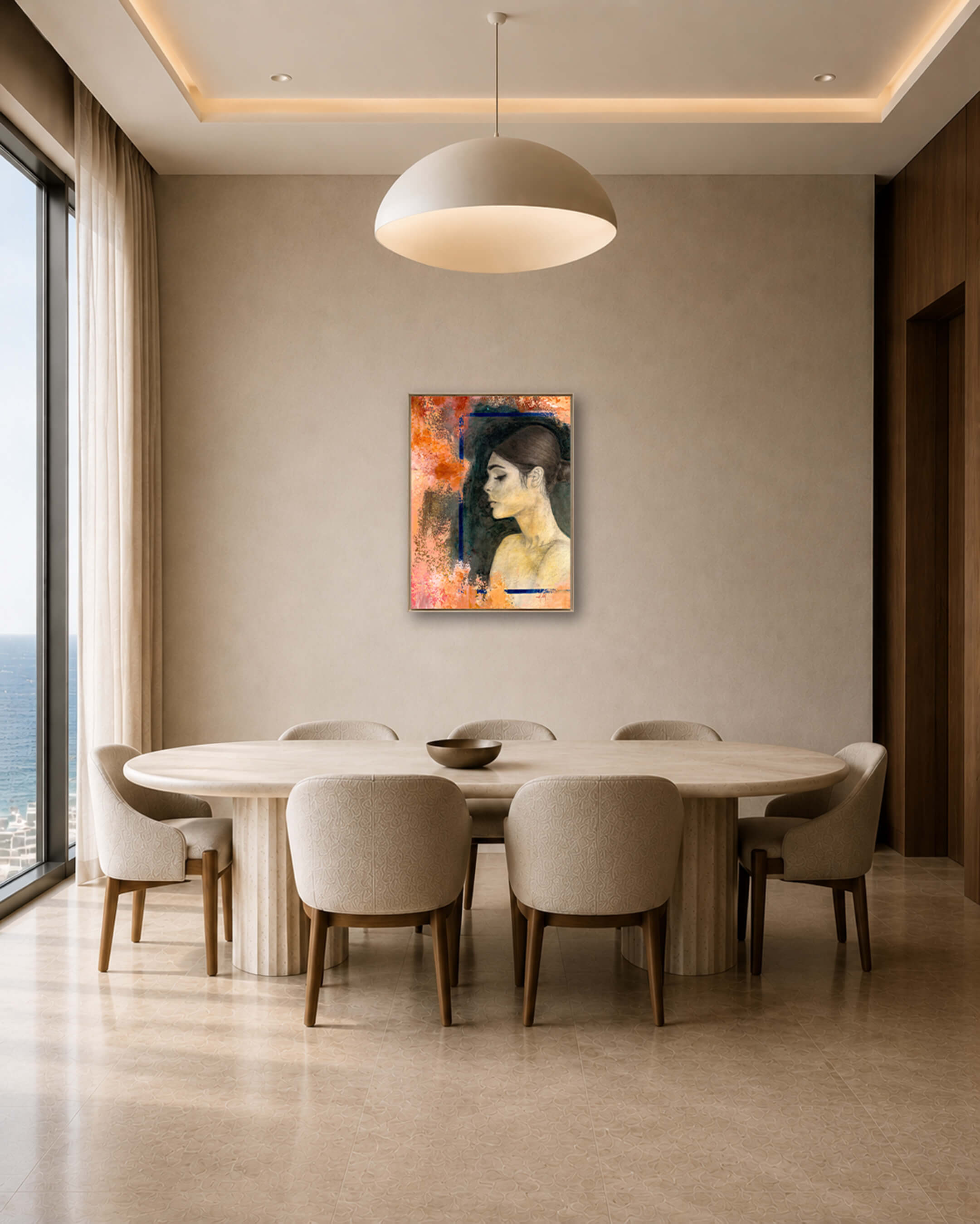 Poise — Original Artwork 46 × 61 CM, displayed in a dining room