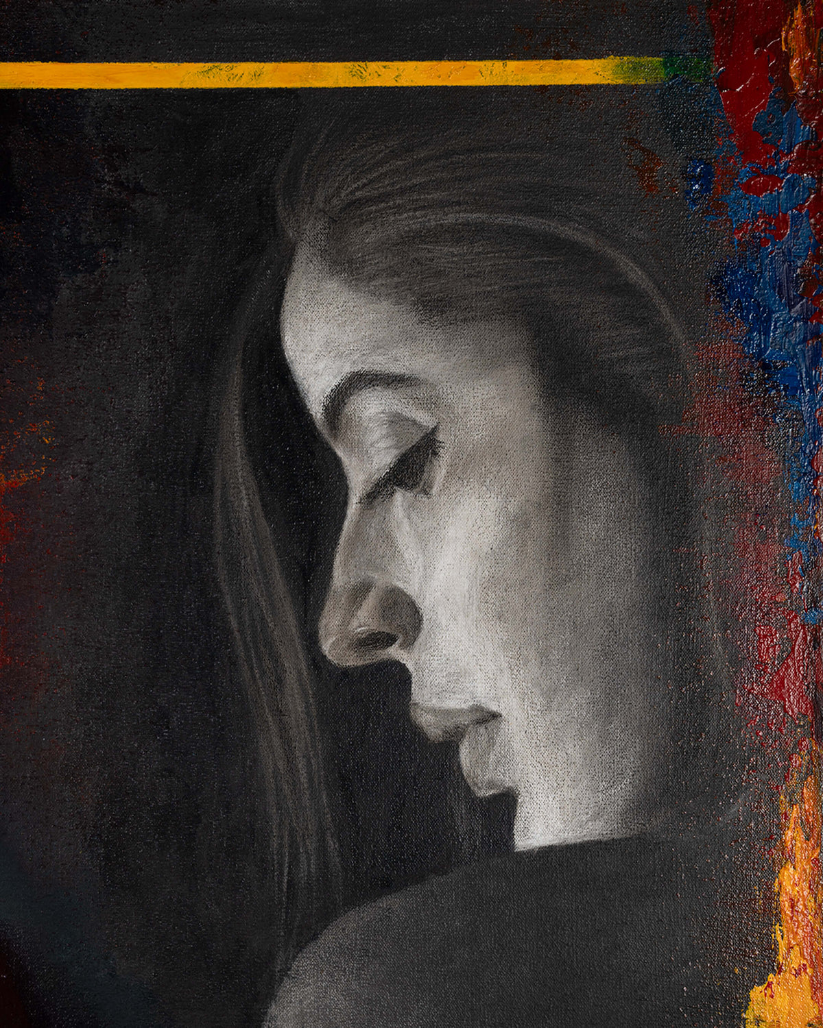 Softening — Original Artwork 61 × 76 CM, close-up detail