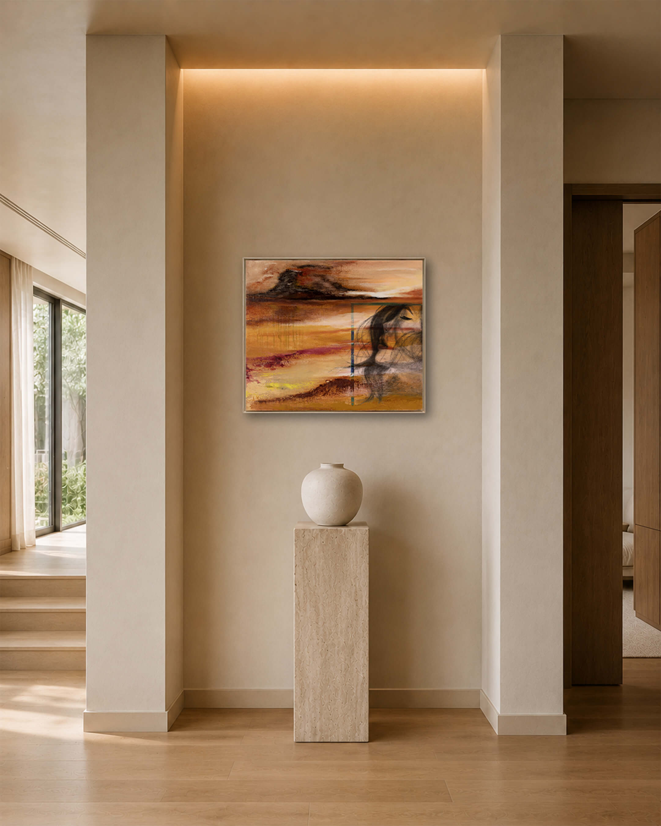 Solace — Original Artwork 61 × 46 CM, displayed in an entrance or hallway