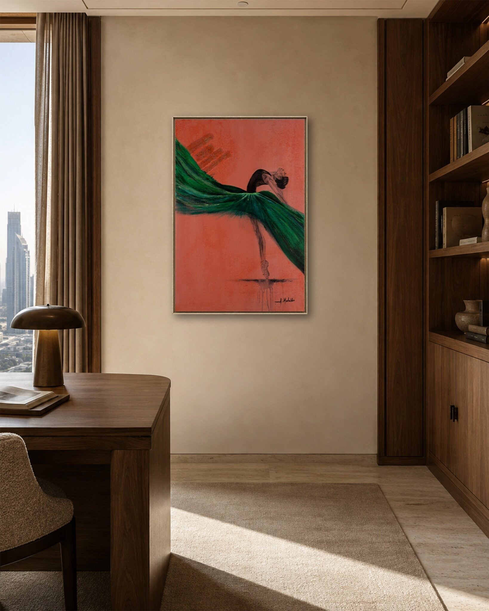 Wild Poise original painting in a warm contemporary study