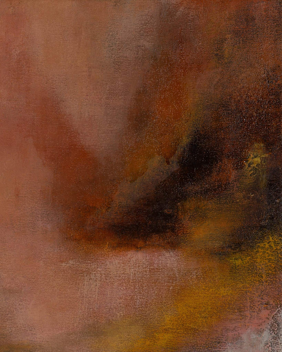 Lingering Glow top-right detail showing umber, ochre and rose