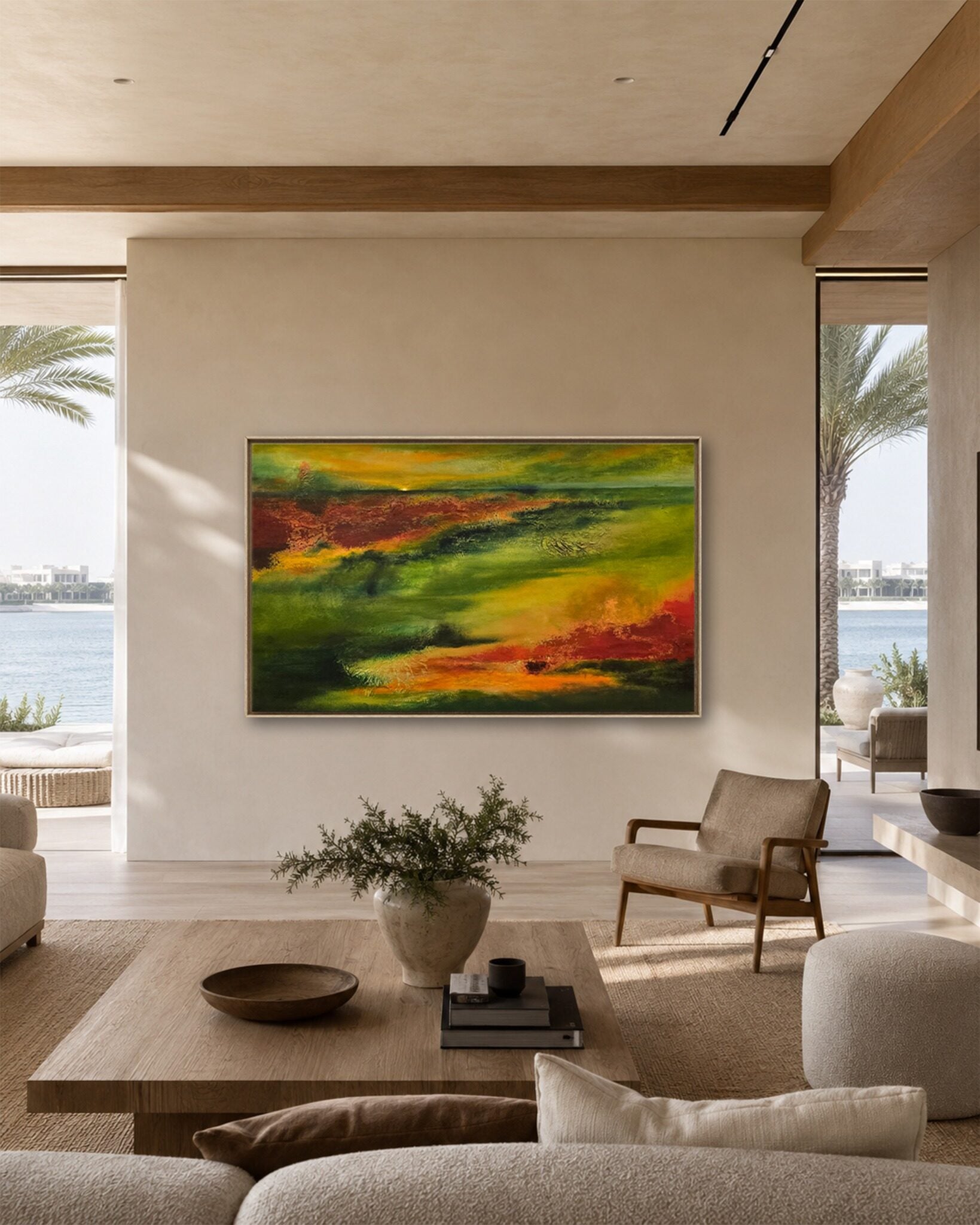 Still Country original painting shown in a living room