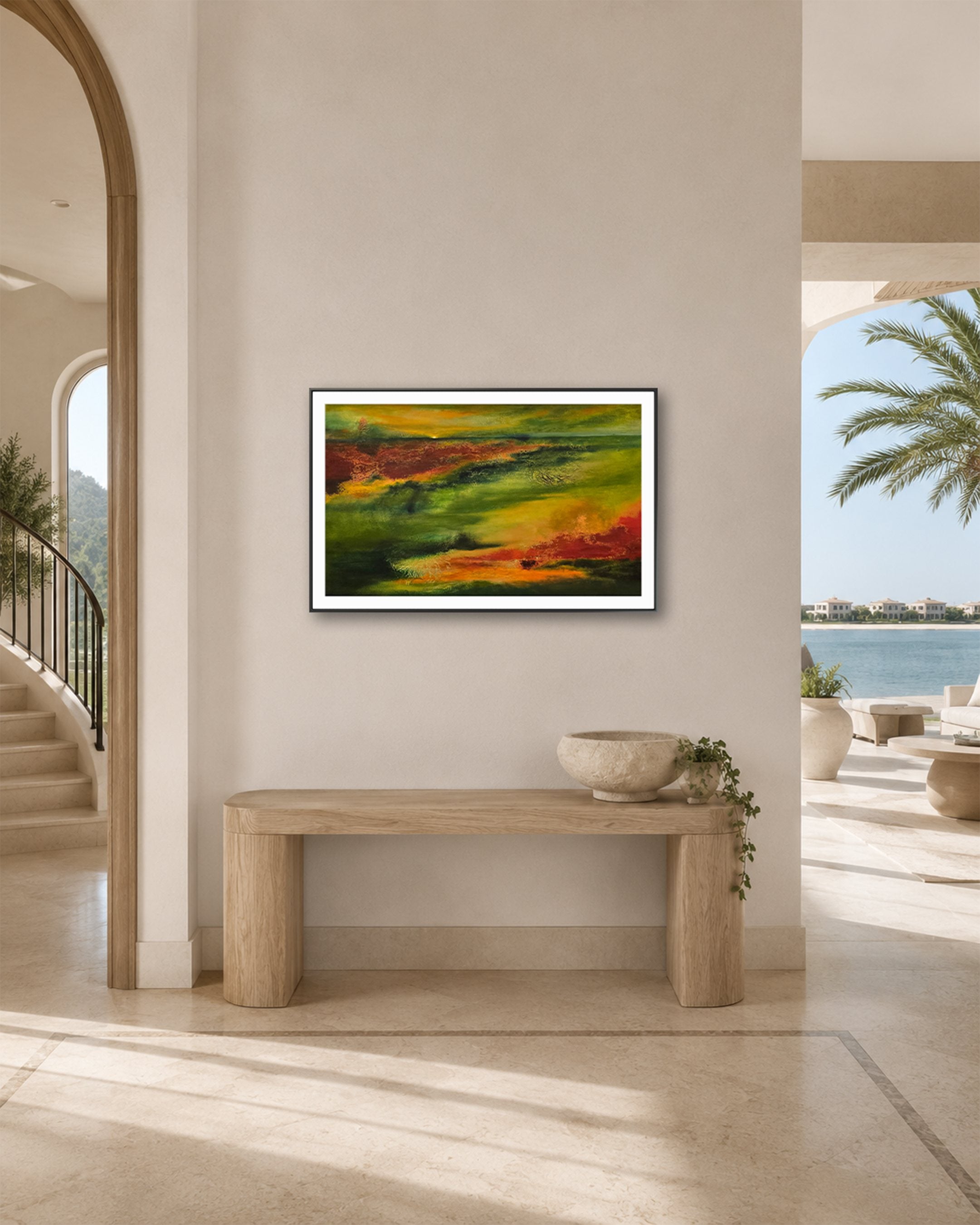 Still Country abstract fine art print by Ayoub Mohebbi in a bright modern hallway