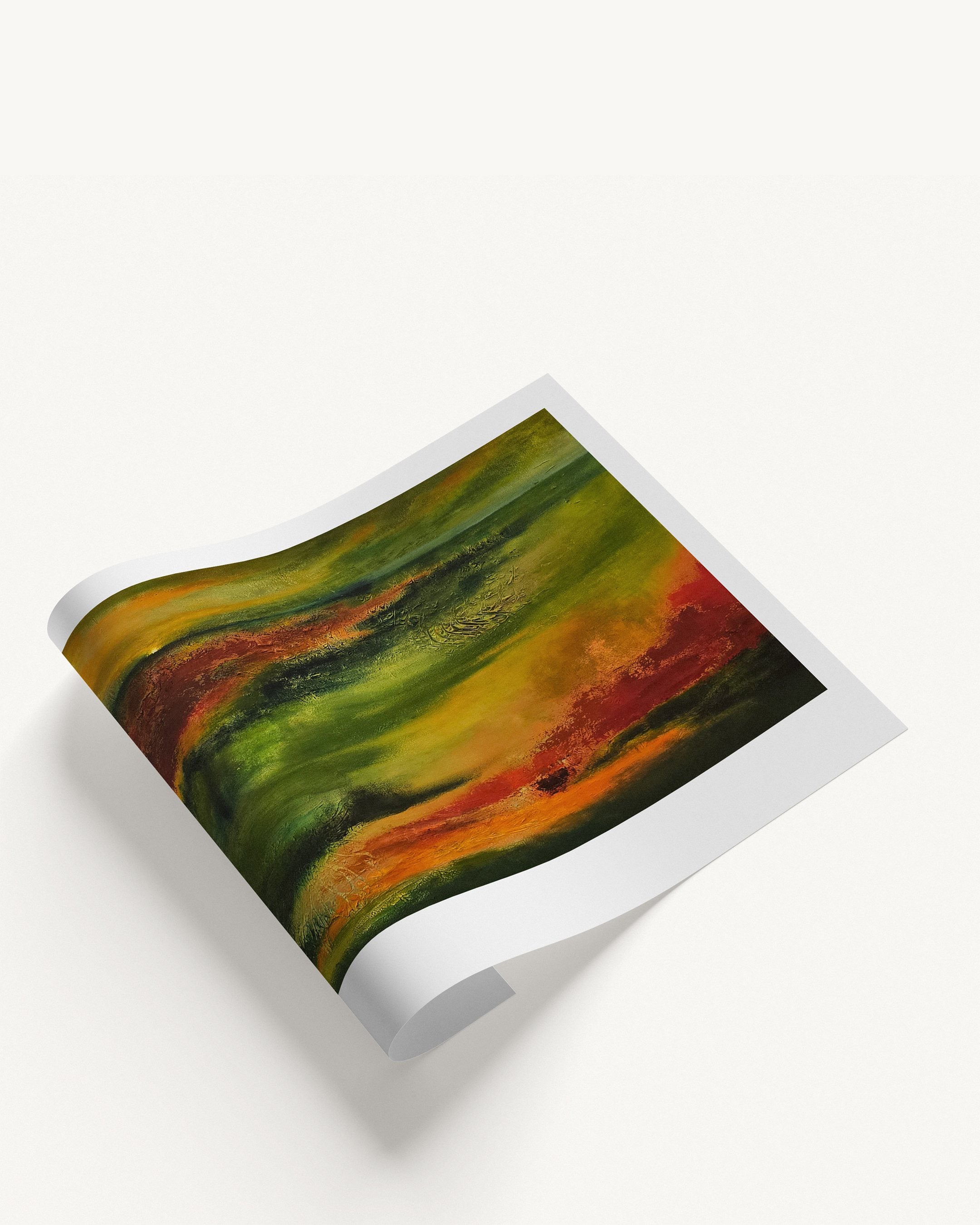Still Country giclée print by Ayoub Mohebbi shown curled to reveal the paper and edge