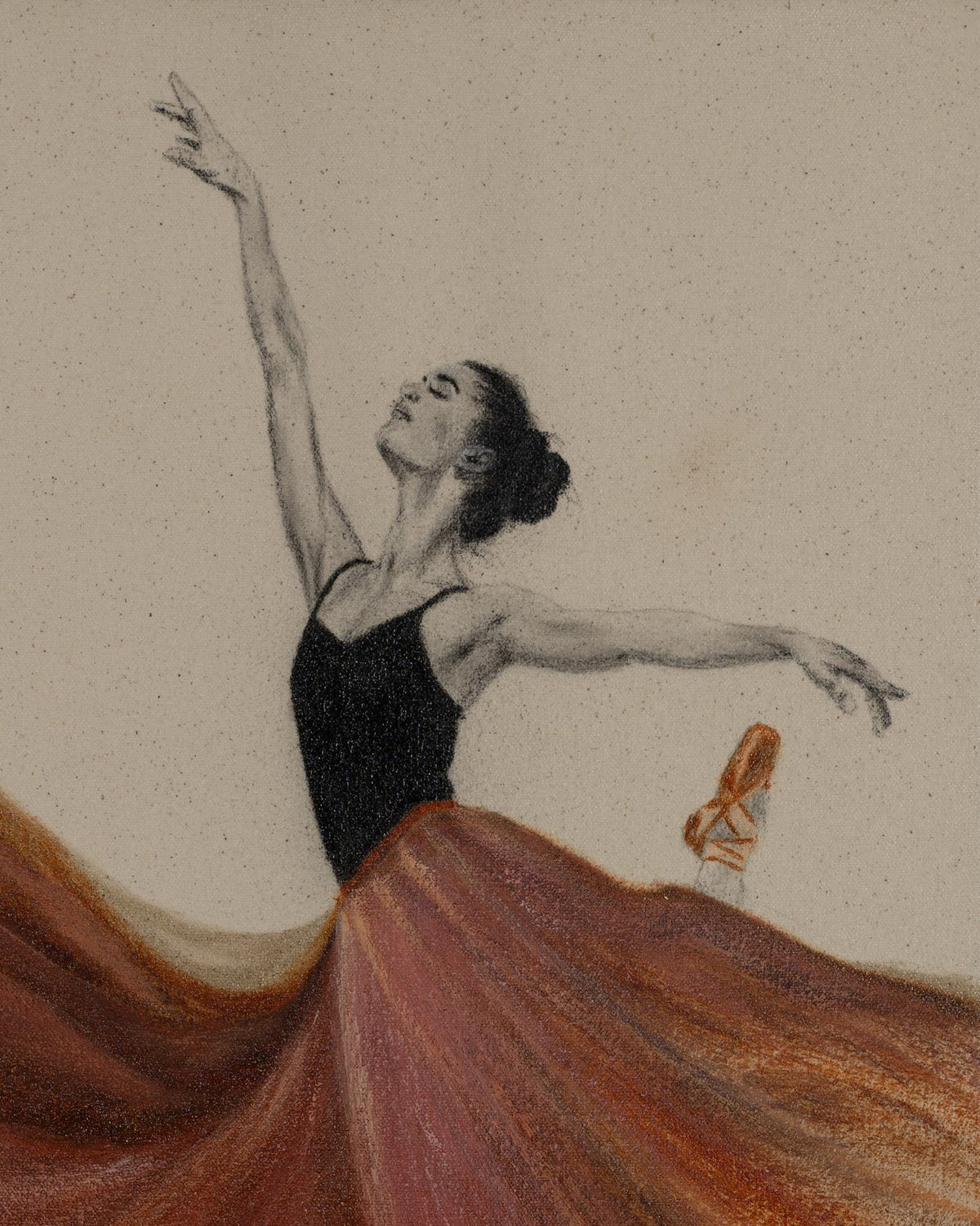 Unbound top-right detail of the dancer and her outstretched arms