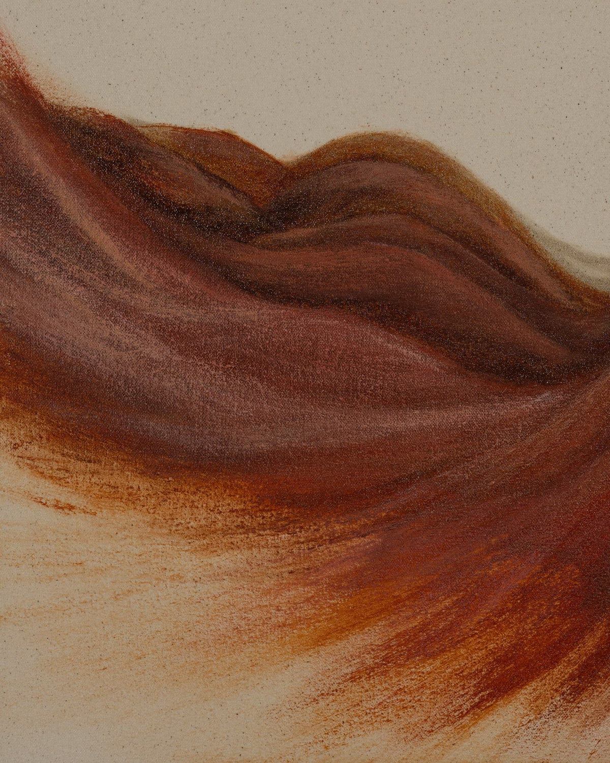 Unbound bottom-left detail of layered terracotta and rose marks