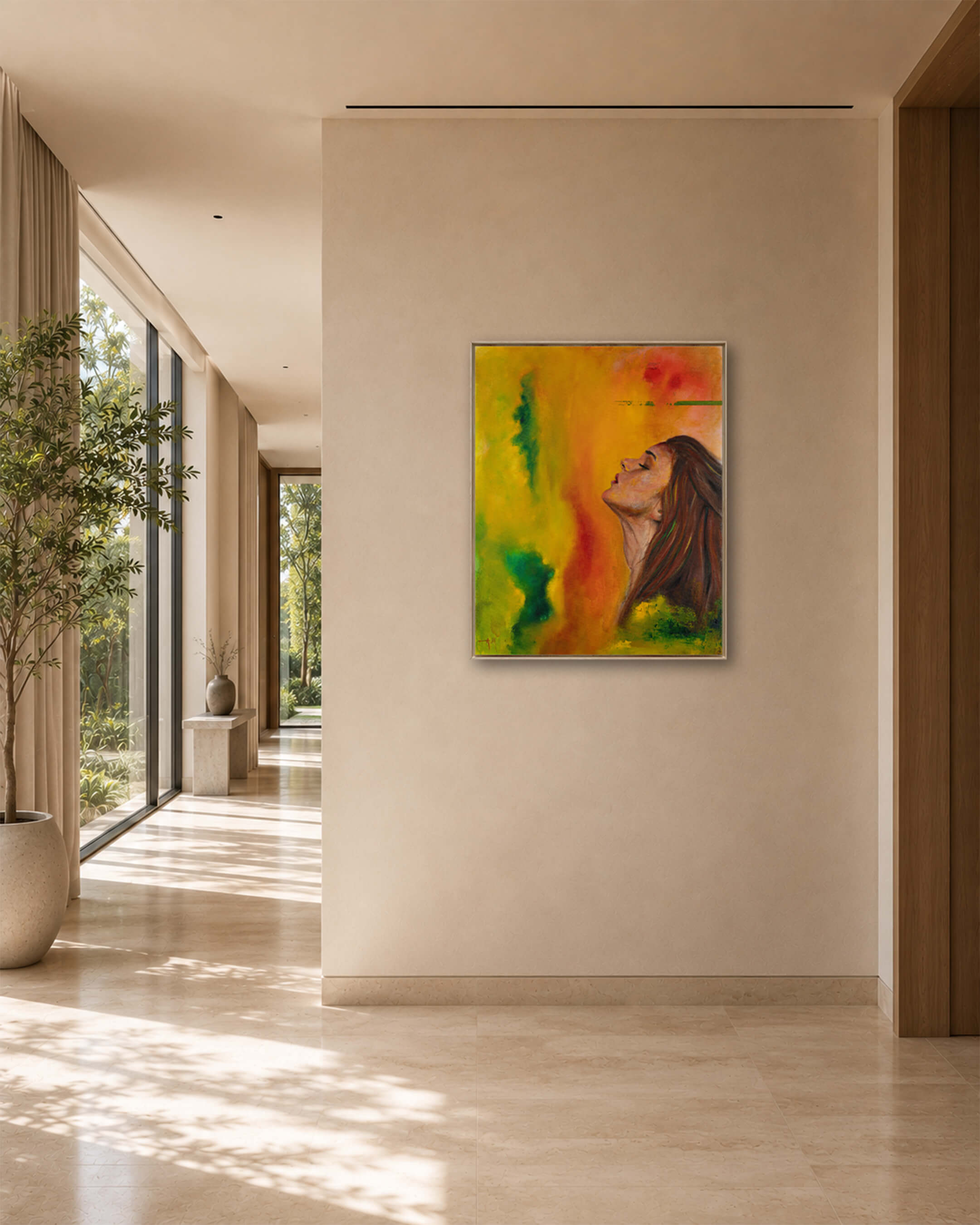 Bloom — Original Artwork 61 × 76 CM, displayed in an entrance or hallway