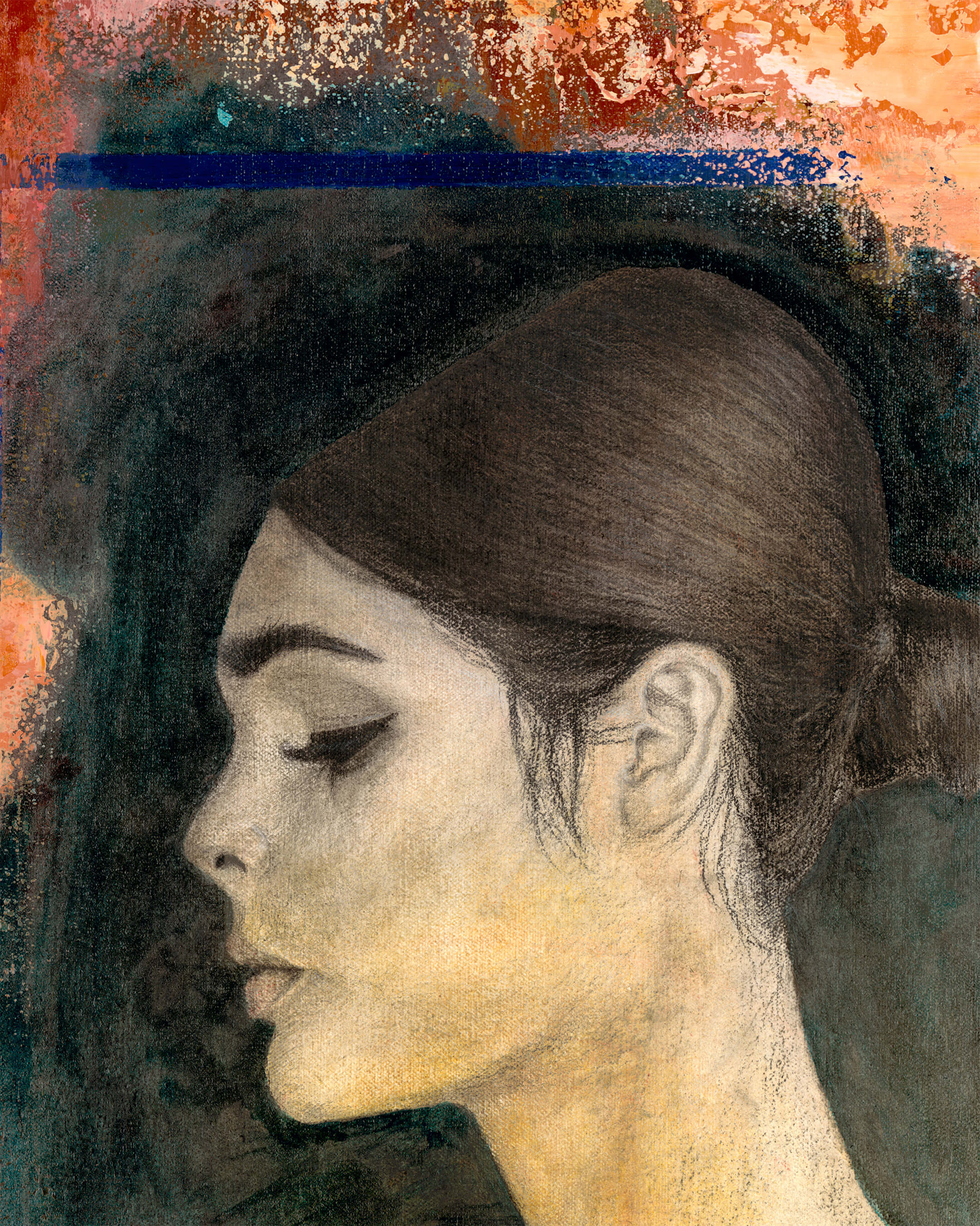 Poise — Original Artwork 46 × 61 CM, close-up detail