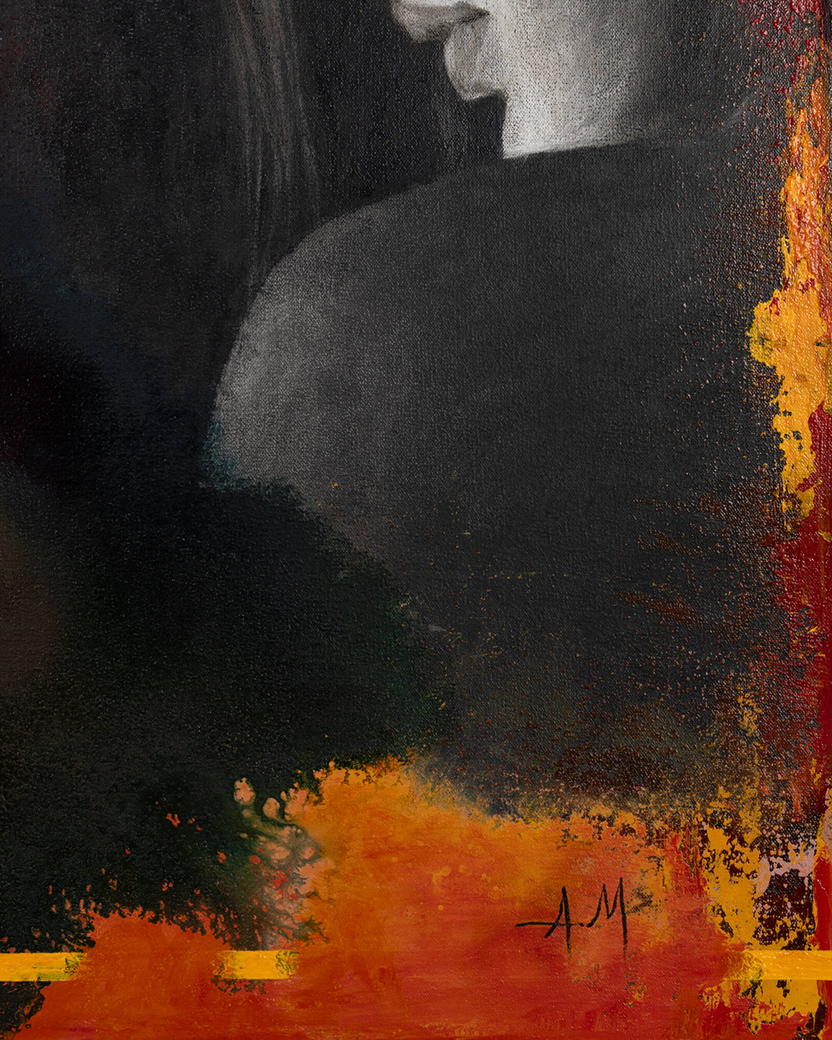 Softening — Original Artwork 61 × 76 CM, close-up detail