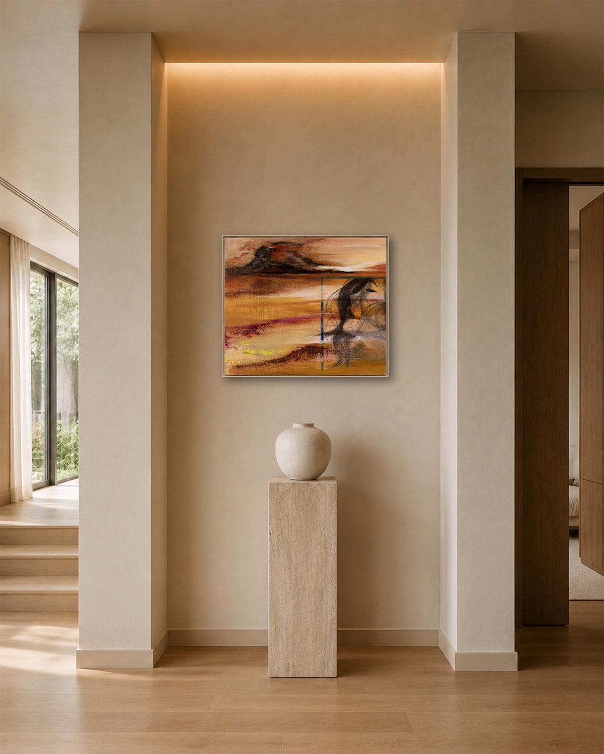 Solace — Original Artwork 61 × 46 CM, displayed in an entrance or hallway