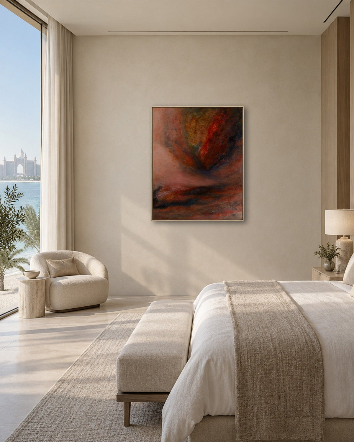 Afterglow by Ayoub Mohebbi, original abstract mixed media painting, bedroom