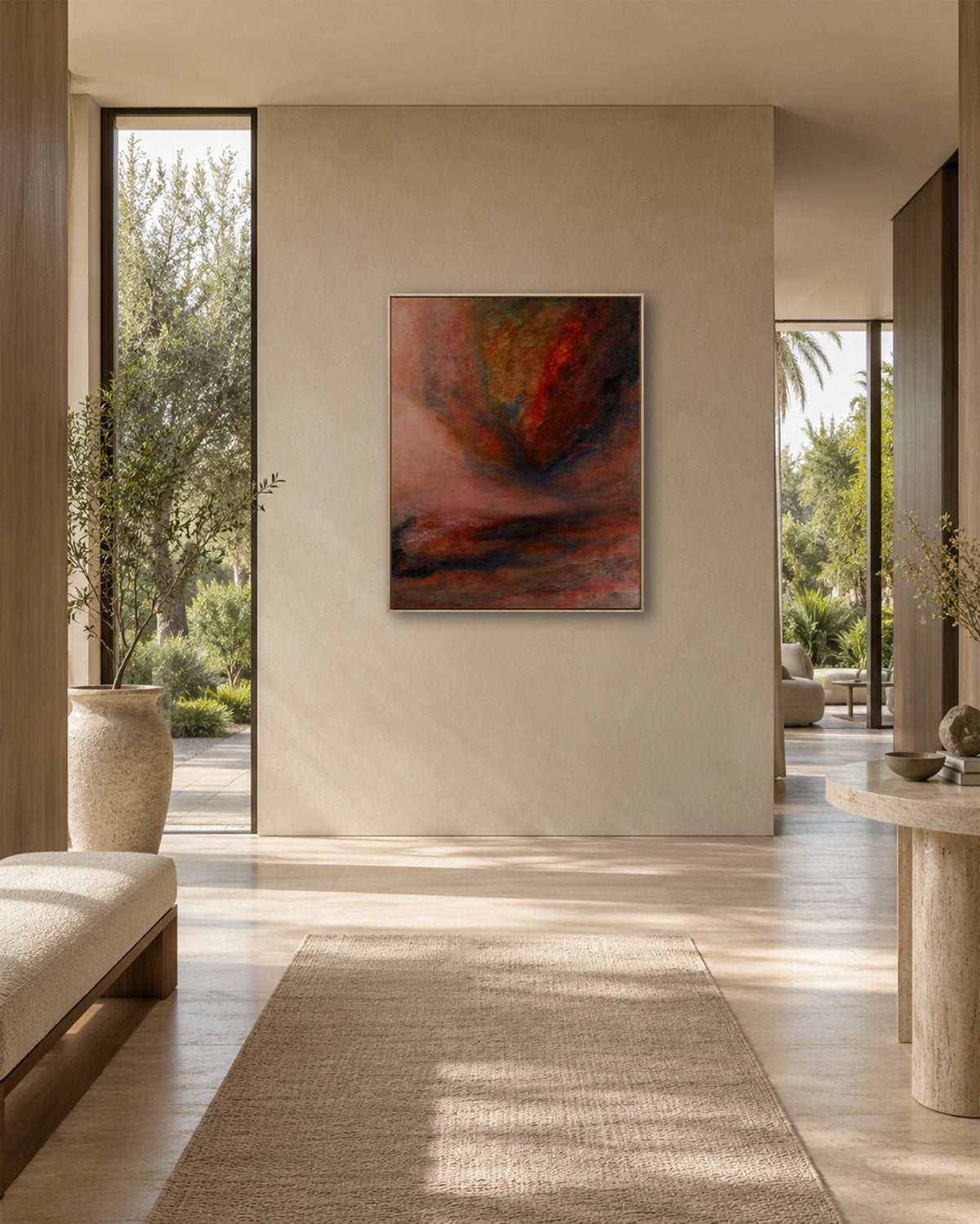 Afterglow by Ayoub Mohebbi, original abstract mixed media painting, hallway